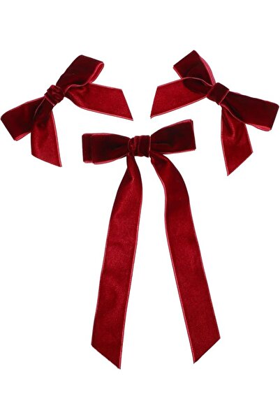 Baluue Velvet Hair Bows, 3 Pcs Soild Color Bowknot Barrettes with Tail for Wo...