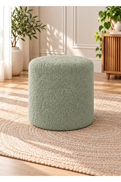 Yuems home Minimalist Tasarım Teddy Kumaş Çağla Yeşili Çok Amaçlı Dekoratif puf