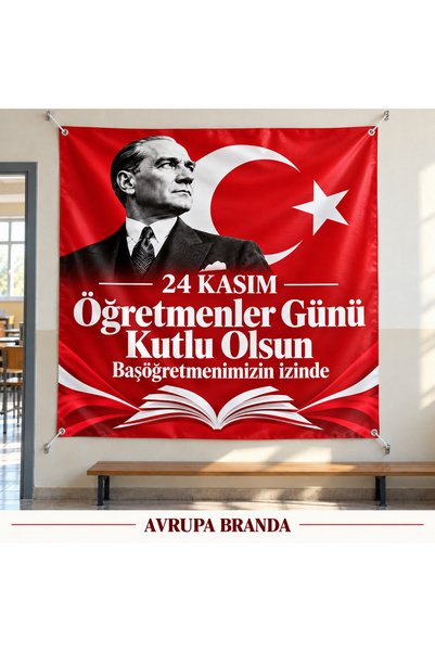 HiperAD Reklam 24 Kasım Öğretmenler Günü Branda Afiş, Atatürk Portreli Türk B...