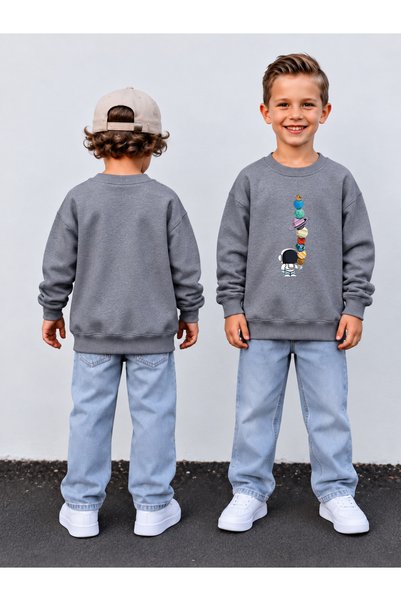 LORVEX Crew Neck Sweatshirt for Boys, Printed 3-Yarn Hooded Winter Sweatshirt