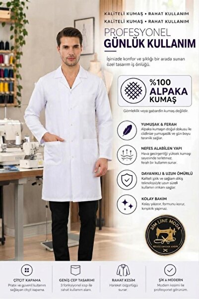 Simline Men's Jacket Collar Coat for Doctor,Nurse,Teacher,Pharmacist