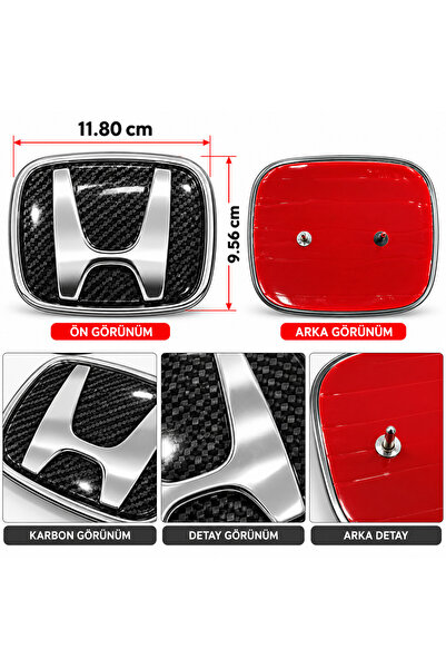EP GARAJ OTOMOTİV Honda Carbon Look H Logo – 11.80 X 9.56 cm