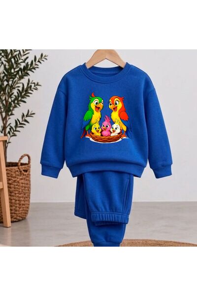 playwear Отборен суичър с принт на семейство бебета папагали за момичета и мо...