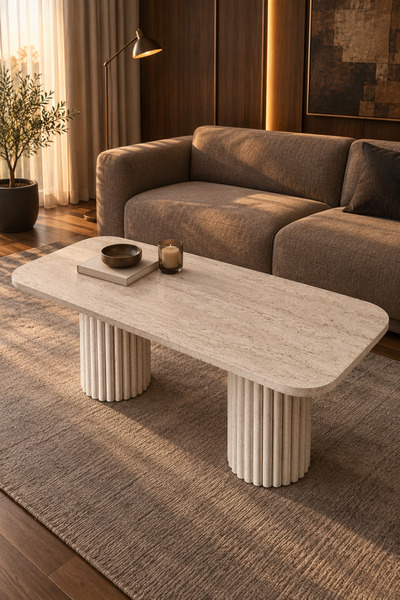 Soyasis Siena Modern Dikdörtgen Orta Sehpa – Çıtalı Ayaklı, 109 × 49 × 42 cm