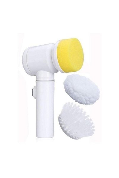 SIKS 5-in-1 Cleaning Brush, with different cleaning heads, white/yellow