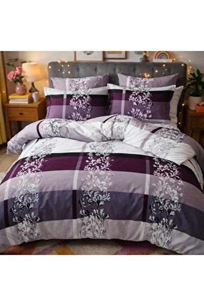 decorami Double bed linen, Finet, 6 pieces, Purple, floral