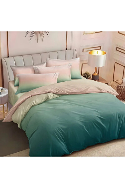 decorami Double bed linen with Stretchy, Finet, 6 pieces, Green, gradient