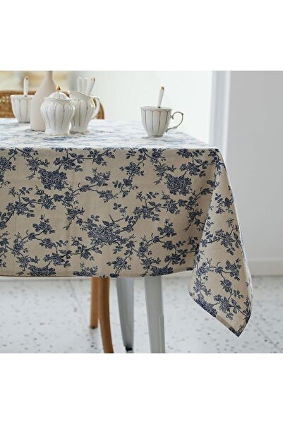 GENERAL Pastoral Rectangle Tablecloth - 60 x 84 Inch - Linen Fabric Table Clo...