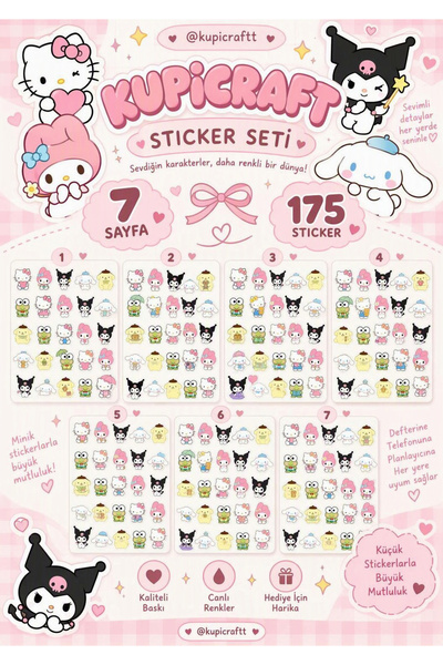 kupicraft Sanrio Karakterleri -Hello Kitty - Kuromi-Cinnamonroll -Keroppi -Po...