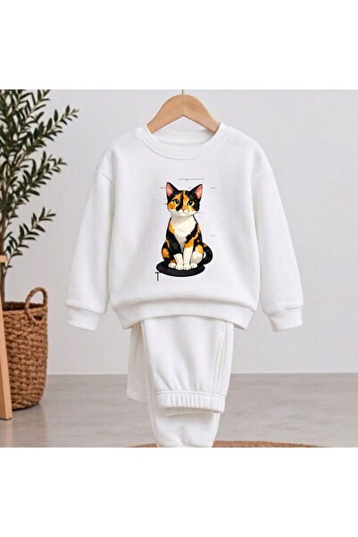 playwear Team Sweatshirt Street Cat Printed Girls' Boys' Crew Neck