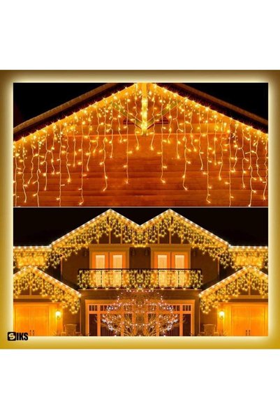 SIKS Lumini de Crăciun tip țurțuri, 25 metri, 500 LED-uri cu 8 moduri de iluminare, exterior/interior, cablu transparent, interconectabile, rezistente la apă