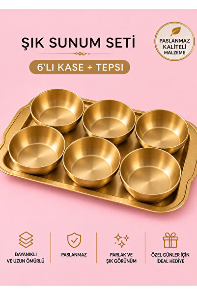 nakkaşe Liva 6’ Lı kase+tepsi sunum, çerezlik, meze.
