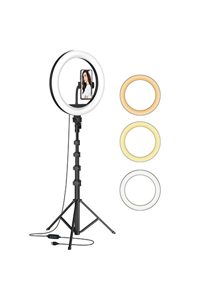 SIKS Lampă circulară profesională, Lumină inelară LED, diametru 30 cm, 12 inc...