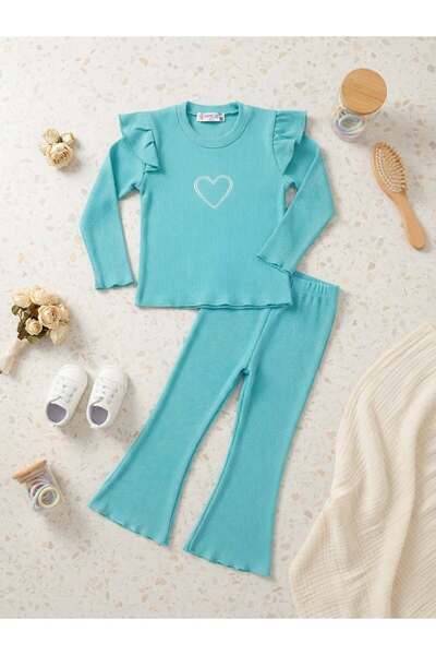 renkli diyar Girls' Top and Bottom Set Flared Seasons Holiday Everyday