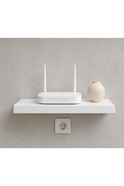 MUTU Beyaz Duvar Rafı – Minimalist Dekoratif Modem ve Router Rafı, Duvara Mon...