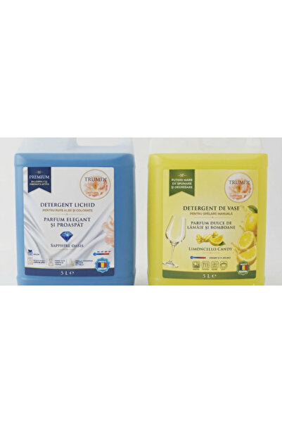 TRUMIX Pachet 2x5L Detergent Rufe Sapphire Oasis și Detergent Vase Limoncello...