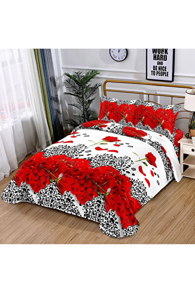 decorami Double bed linen, classic sheet, 3D print, Red-Black, Animal Print, ...