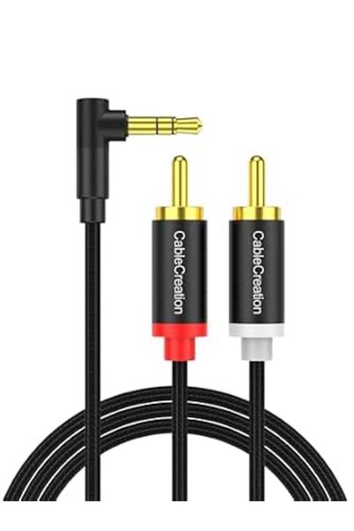 GENERAL CableCreation RCA to 3.5mm Audio Cable 3.3FT, Angle 3.5mm Male to 2RCA
