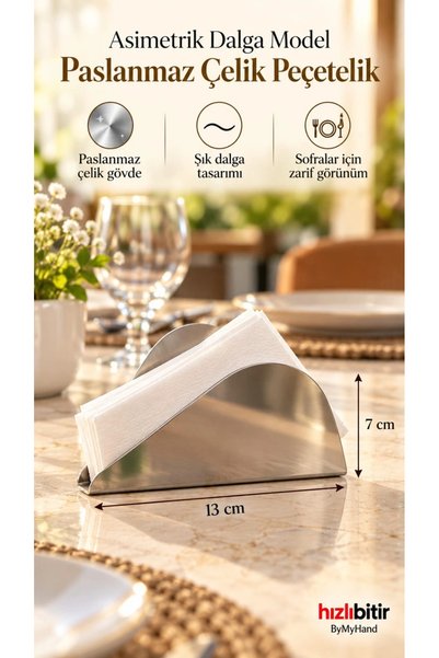 ByMyHand Paslanmaz Çelik Ev Lokanta ve Restoran İçin Peçetelik No1