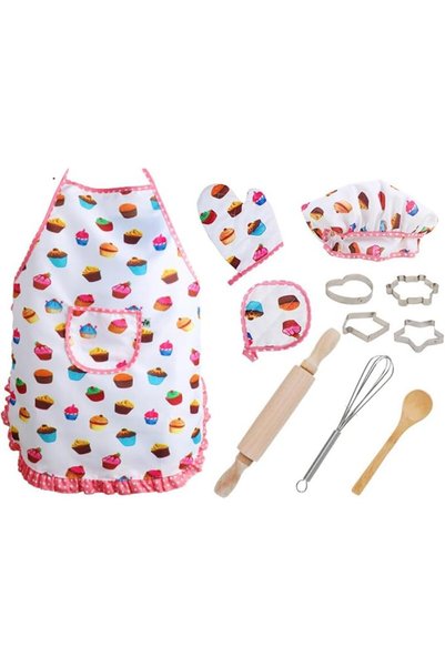 HALAMODO مجموعة ملابس مكونة من 11 قطعة تشمل مريلة وقبعة الطاهي، هدايا شعبية