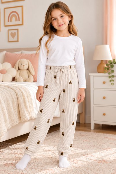 Harika KIDS Girl's 4-Pack Suede-Velvet Fabric Pajama Bottoms