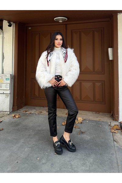 LİNDALİNA TEKSTİL Kadın Oversize Dokulu Ekstra Yumuşak Kürk Ceket