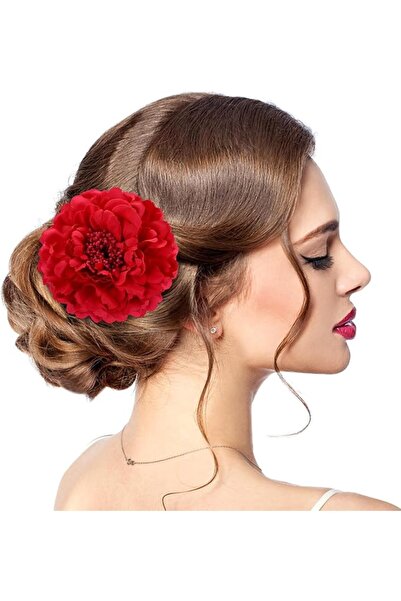 GENERAL Bukela Flower Hair Clip, Red Peony Fascinator Hair Accessory, Large A...