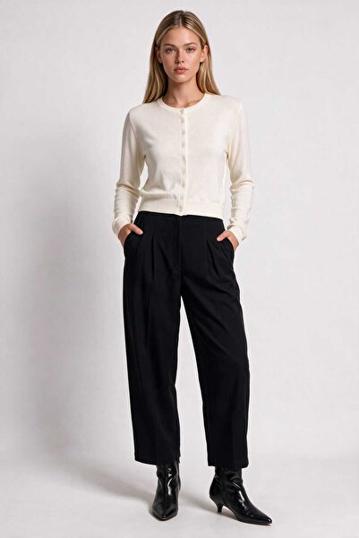 Lovelyİstanbul Pleated Polyviscon Trousers Lby0104 Black