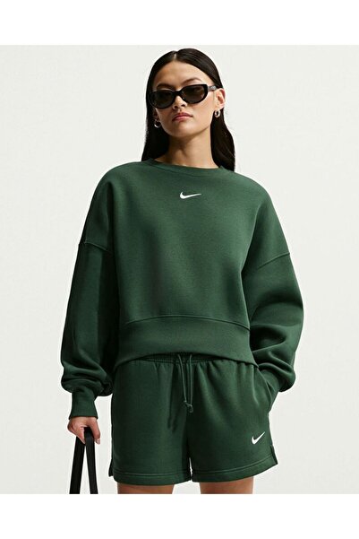 Nike Kadın Sweatshirt W NSW PHNX FLC OOS CREW Ekstra Bol Kesimli Sıfır Yakalı...