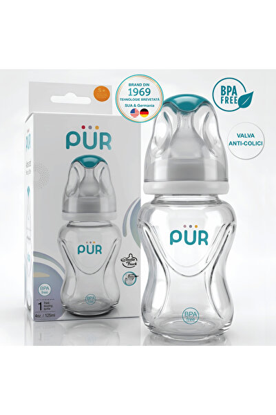 PUR Brand PUR ®   Biberon anti-colici avansat 125ml, 0+ luni, tetină din sili...