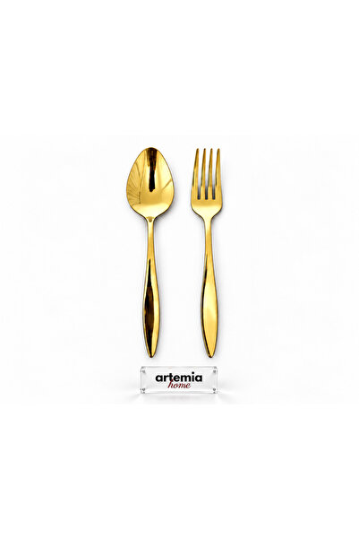 Artemia Home 12 Piece Dessert Spoon Fork Set for 6 People Coral