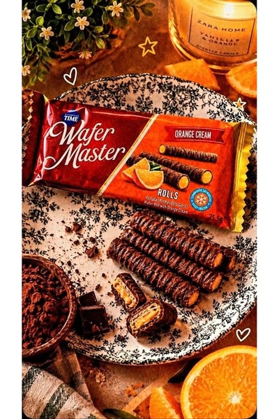 wafer master Çizmeci Time Portakal Kremalı Rulo Gofret 3 adet 280 gr