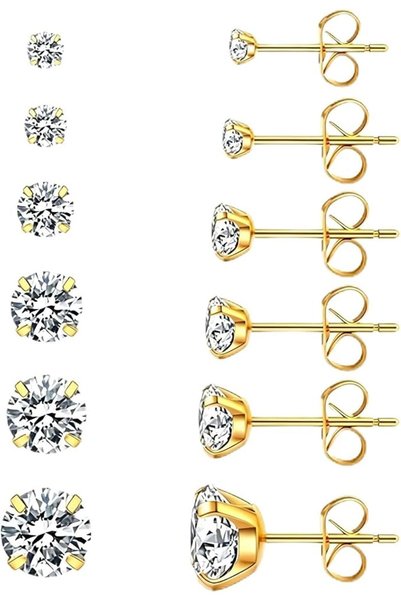 GENERAL 3 Pairs Titanium Stud Earrings Set – Hypoallergenic Small Earrings fo...