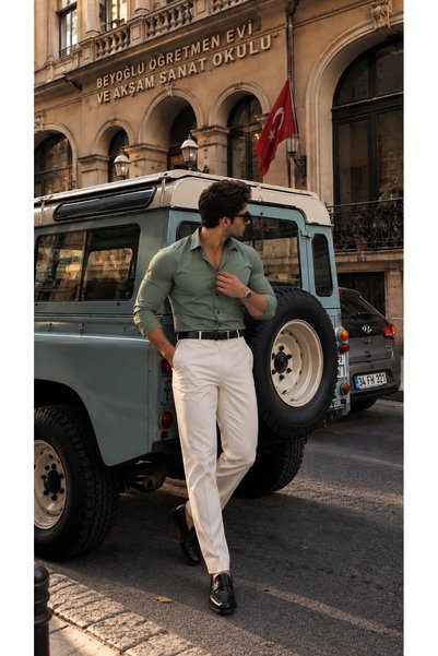 sepetx Erkek Premium Pamuk Saten Slim Fit Gömlek | Modern ve Şık Tasarım