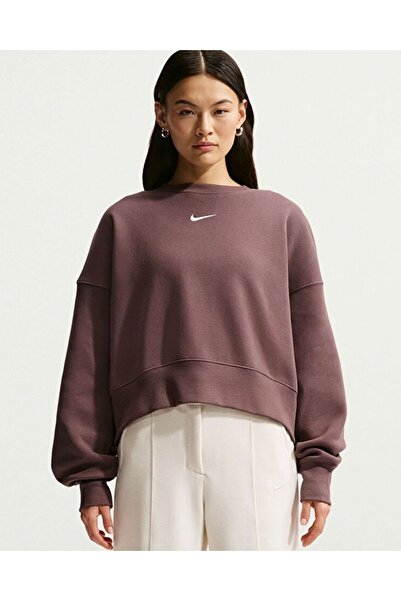 Nike Kadın Sweatshirt W NSW PHNX FLC OOS CREW Ekstra Bol Kesimli Sıfır Yakalı...