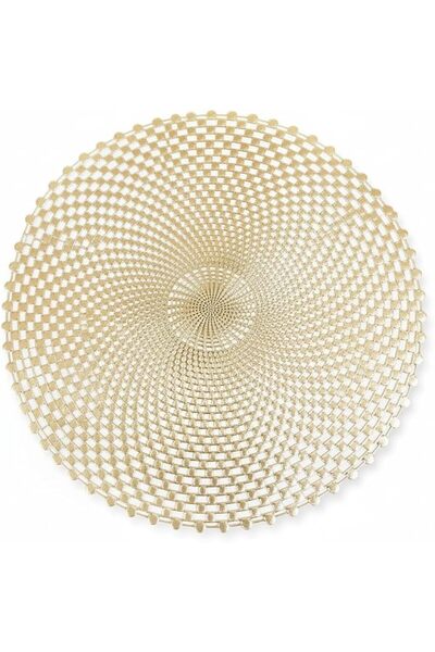 SYOSI Gold Vinyl Round Placemats Set of 4, Spiral Hollow Out Washable Table Mats for Weddings, Parties, Ho