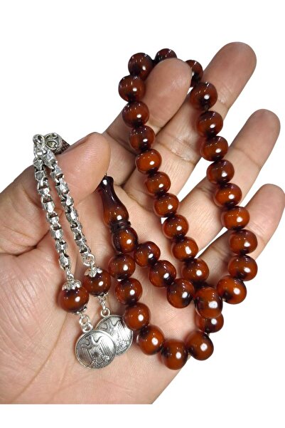 Cekke Tesbih Original Squeeze Amber 11 mm Burnt Antique Prayer Beads Suitable for Daily Use
