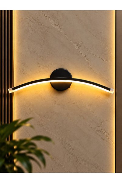 LİBER ELEKTRİK Modern Dekoratif Yay Siyah Pilli ve Elektrikli Duvar Apliği Gü...