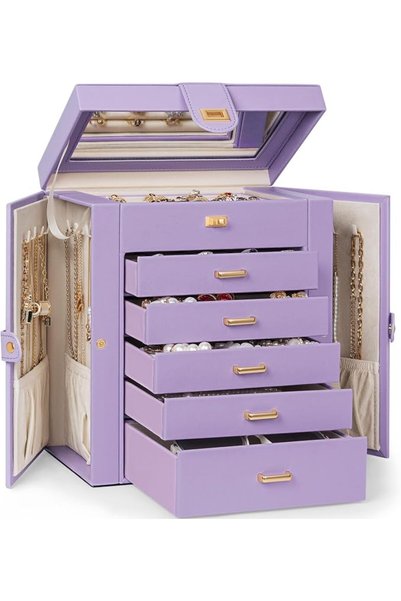 AKOZLIN Jewelry Box Organizer Functional Leather Jewelry Storage Case for Wom...