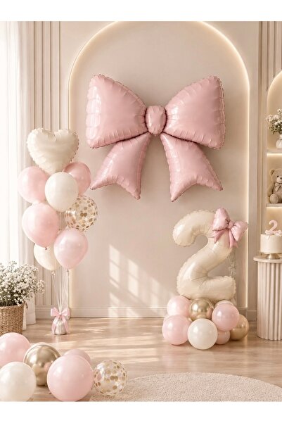 Öztürkpartievi 2 Year Old Pink Bow Concept Birthday Balloon Set |   30 Balloo...