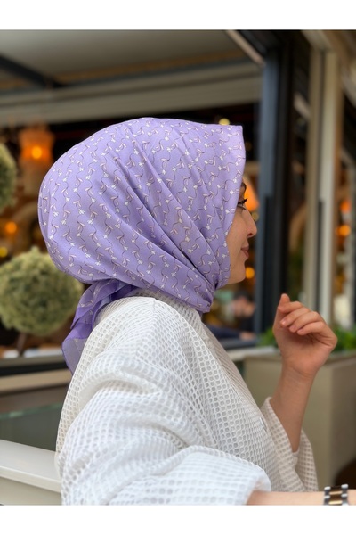 moiré Mini Gül Desen Soft Eşarp Pamuklu Kumaş Kaymayan Yapısıyla Rahat Kullanım