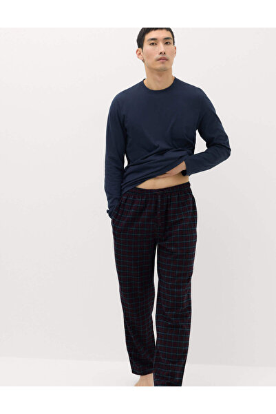 Marks & Spencer Saf Pamuk Kareli Pijama Takımı
