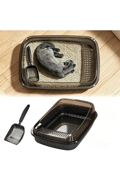 Aissiora Open Cat Litter Box with High Side Anti-Splashing Cat Toilet with Li...