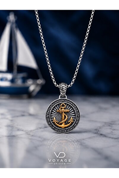 voyageaccessory Minimal Design Stainless Steel Sailor Anchor Necklace with Go...