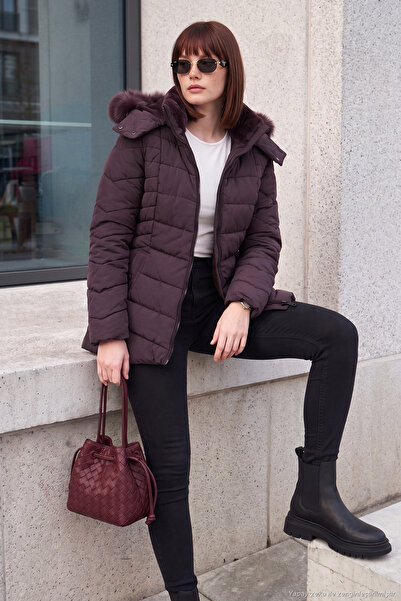 Lela Kapitoneli Slim Fit Çıkarılabilir Kapüşonlu Mont Kadın MONT 497MARA