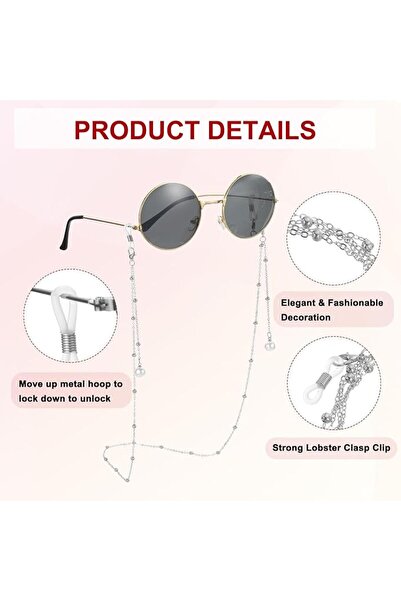 TERRIFI Pearl Beaded Eyeglass Chain, Vintage Eyewear Retainer Neck Lanyard Strap with Loops, Fashion Spectac
