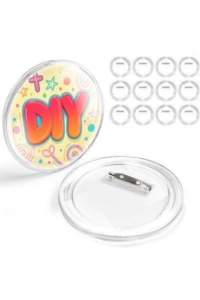 TERRIFI DIY Button Badges 12 Pack for Photos and Crafts, 3 Inch Clear Acrylic...