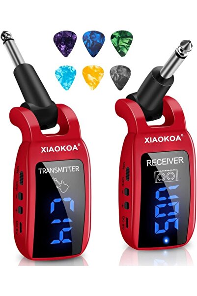 XIAOKOA نظام جيتار لاسلكي، جهاز إرسال واستقبال قابل لإعادة الشحن بتردد UHF و1...