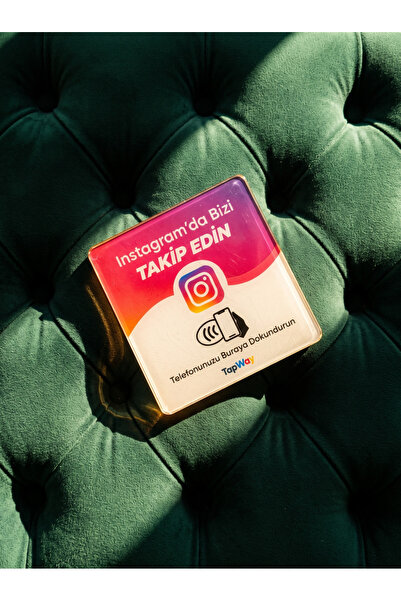 Instagram Takip Kartı 9x9 cm Şeffaf Pleksi NFC
