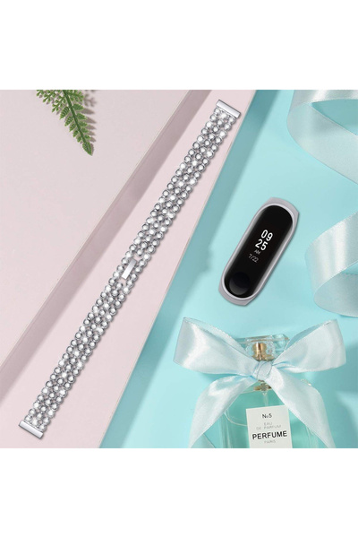 ERBORD Brățară decorată cu strasuri pentru Xiaomi Mi Band 5 - Argintiu